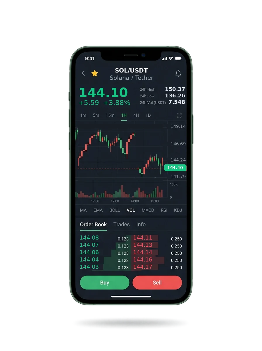 Mobile app screen showing a portfolio summary and a message thread with an account manager